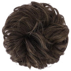 FESHFEN Messy Bun Hair Piece - Large Elastic Wavy Curly Hair Bun Scrunchies Ponytail Extensions Synthetic Chignon Hairpieces for Women, Mixed Chocolate Brown 1.94oz