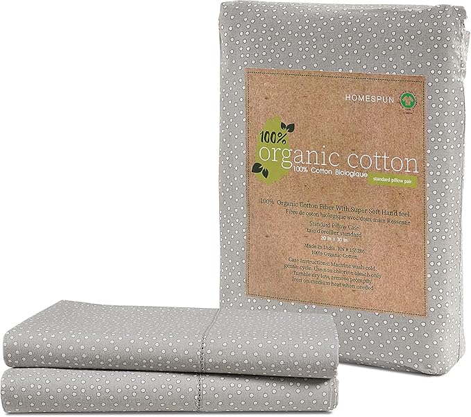 Lane Linen 100% Organic Cotton King Size Pillow Cases Set of 2 (20''x36''), Organic Cotton Pillowcases, King Pillow Cases Set of 2 Snowdrop
