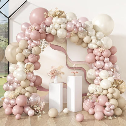 Amandir 173 Pcs Pearl White Pink Balloon Arch Garland Kit | Double Stuffed by Amandir
