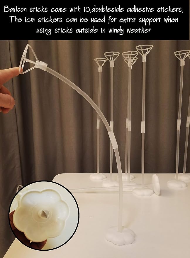Clear Transparent Balloon Sticks and Stands 10pc set, reusable balloon sticks - Image 4
