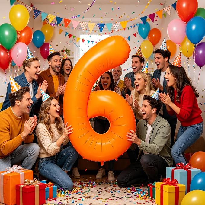 Fluorescent Orange Number Balloon 40 inch Giant Foil Helium Balloons Orange - Image 5