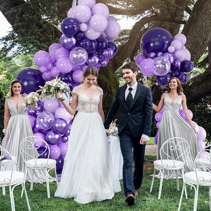 136-Pack Metallic Purple & Lavender Lilac Balloon Garland Kit | Dark/Light - Image 7
