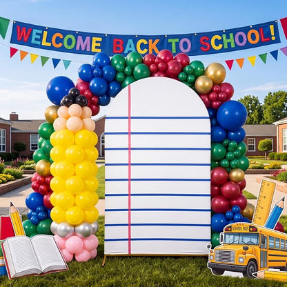 SmoothNovelty 193 Pcs Back to School Arch Backdrop Cover, 7.2 ft Notebook Arch - Image 2