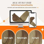 Full Shine Balayage Clip in Hair Extensions Light Brown to Blonde Clip in Human Hair Extensions PU Weft Seamless Clip ins for Women Soft Hair 18 Inch 8 PCS 120G