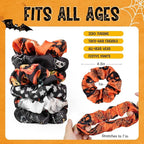 12PCS Halloween Scrunchies Soft Boo Basket Spooky Skeleton Bats Orange Fall Pumpkin Gifts Hair Ties Big Scrunchy Elastics Hair Bands Ponytail Holder Cute Halloween Accessories for Women Girls