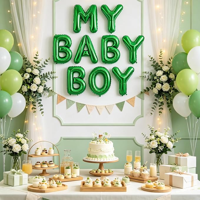 TONIFUL Green Letter Balloons 26 Pcs 1 Set A-Z Alphabet Banner Kit – 16 Inch - Image 5
