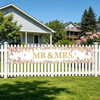 Mr And Mrs Wedding Decor Banner Decorations Party Hanging Sign | Reusable - Image 6