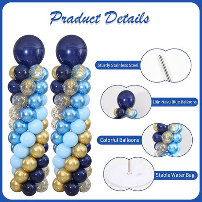 Navy Blue and Gold Balloon Column Stand Kit Set of 2 - Image 5