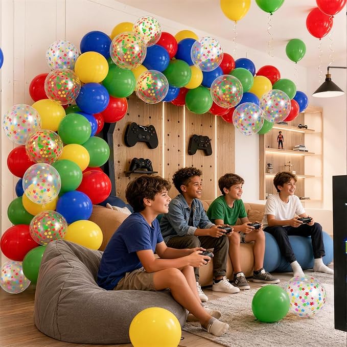 Red Blue Green Yellow Balloons, 12 Inch 50pcs Carnival Circus Balloon Matte Red - Image 4