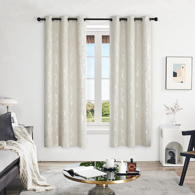 Deconovo Blackout Curtains, Light Beige Thermal Grommet Drapes, Energy Saving - Image 2
