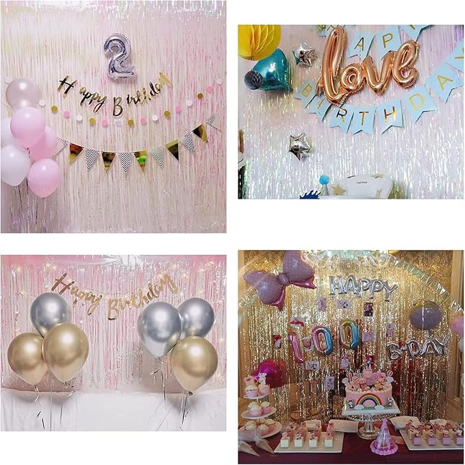 BRAVESHINE Iridescent Fringe Backdrop | Holographic Party Streamers Curtain | 2 - Image 6
