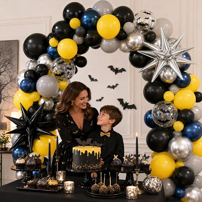 Black and Yellow Balloons, 12 Inch Black Yellow Gray Blue Silver Balloons - Image 5