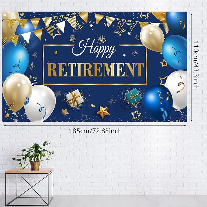 Blulu Retirement Party Decorations, Extra Large Fabric Retire Sign Banner Photo - Image 2