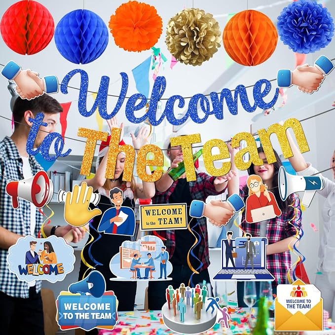 Welcome To The Team Banner, Welcome Banner Garland Hanging Swirls Paper Flowers - Image 5