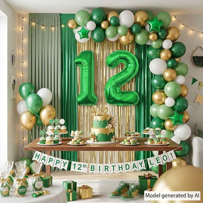 Green Number 12 Balloon 40 Inch, Glossy Foil Duo - Image 6