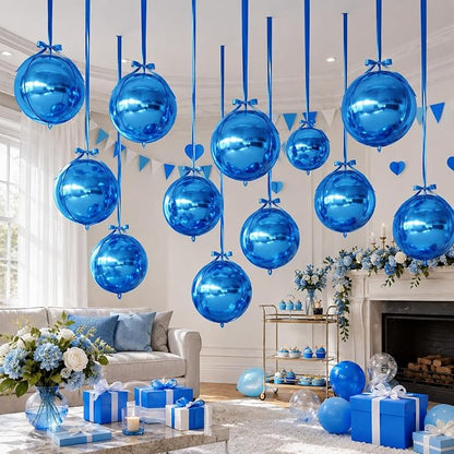 Blue Round Foil Balloons - Image 7