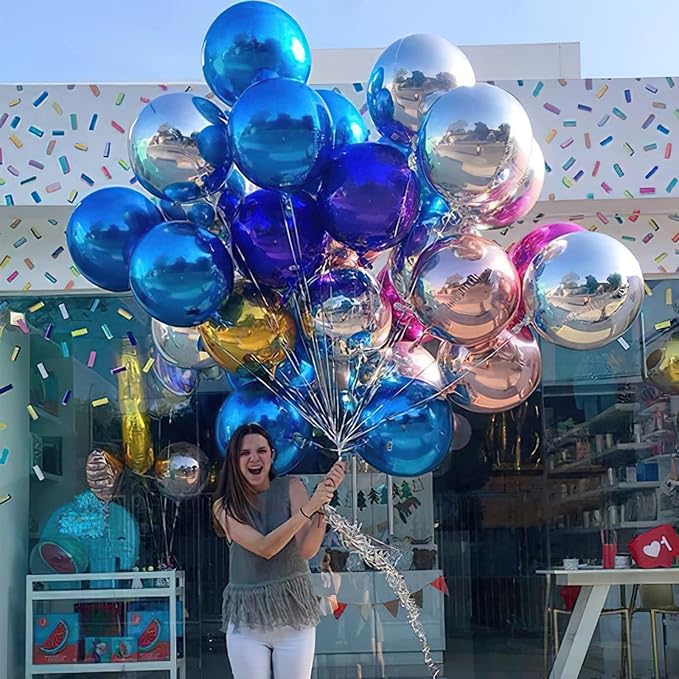 PartyWoo Royal Blue Large Round Giant 4D Jumbo Foil Balloons 6pcs 22 Inch | 22 - Image 2