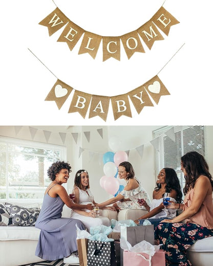 Welcome Baby Burlap Banner for Baby Shower Decorations and Gender Reveal Party - Image 5