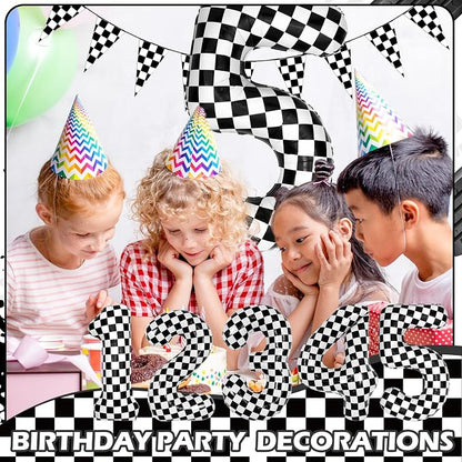 40 Inch Checkered 5 Balloons, Boys Girls Racing Car Track Theme Supplies - Image 5