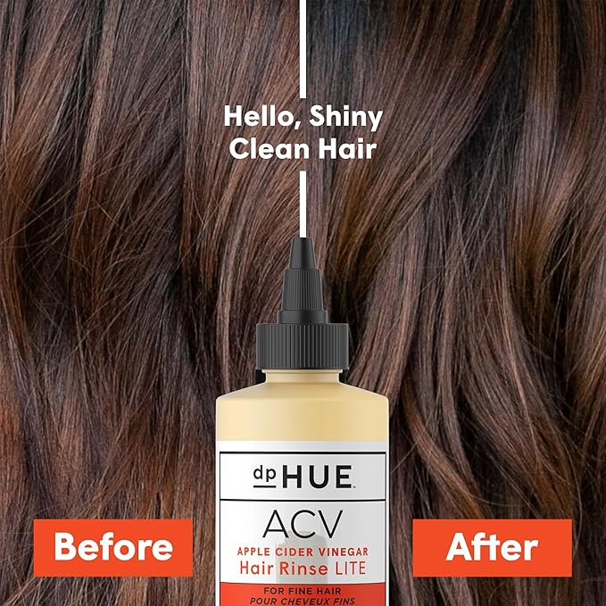 dpHUE Apple Cider Vinegar Hair Rinse Lite, 8.5 oz - Shampoo Alternative, Scalp Cleanser & Post Workout Rinse - Won’t Weigh Fine Hair Down - Removes Buildup & Sweat