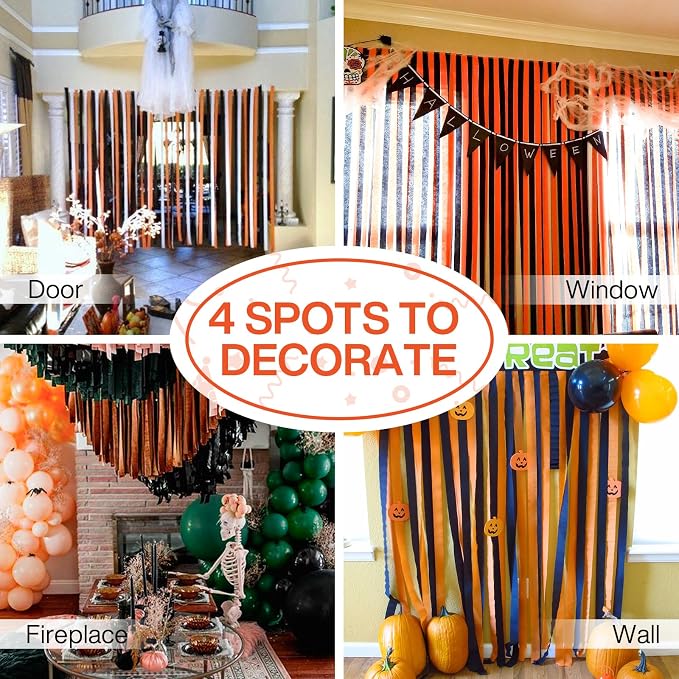 PartyWoo Orange Crepe Paper Streamers 6pcs 492 FT Orange Streamers | - Image 5
