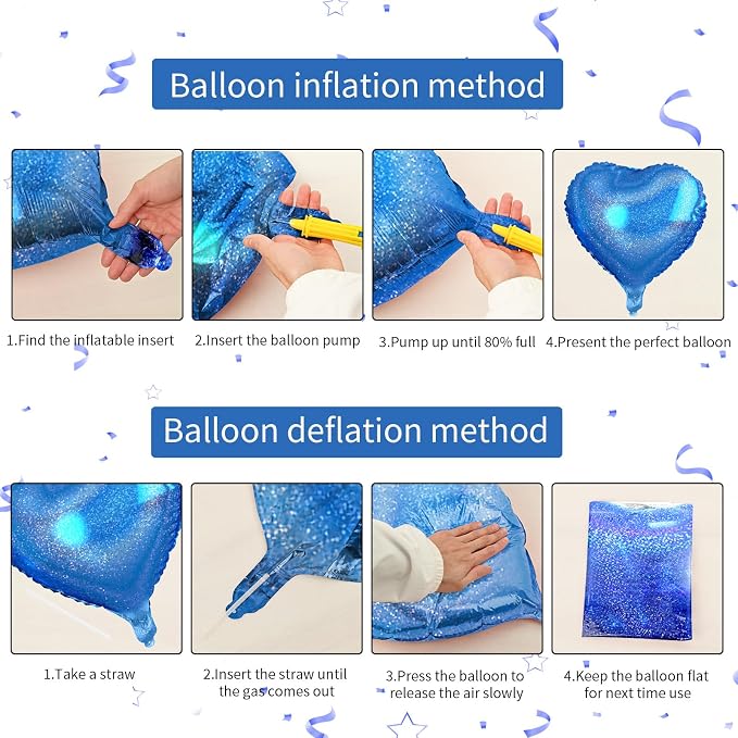 Biapian Dark Blue Heart Balloons, 18inch Love Foil Balloons Helium - Image 3