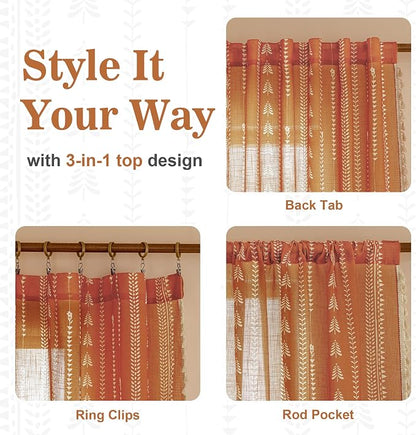 Boho Burnt Orange Curtains - Image 4