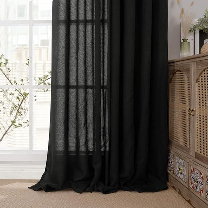 YoungsTex Black Linen Curtains 80 Inch Length - Image 8