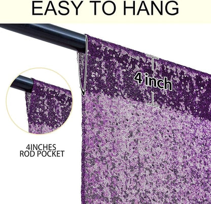 4×8FT-2PCS Purple Sequin Backdrop Curtains Panels, Photography Backdrop Glitter - Image 5