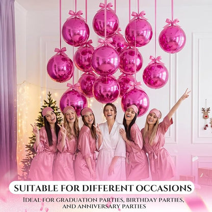 18 Set 22 Inch Hot Pink 4D Giant Round Foil Balloon Bulk Metallic Giant Foil - Image 6