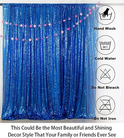 ShinyBeauty Sequin Curtain Royal Blue 4FTx8FT Sequin Photo Backdrop Royal Blue - Image 5