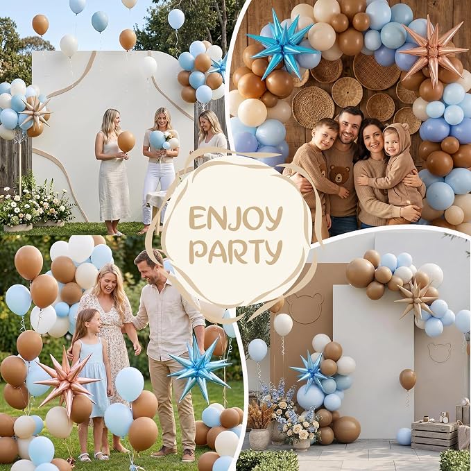 Blue and Brown Balloons, 12 Inch Macaron Blue Nude Brown Latex Balloons - Image 7
