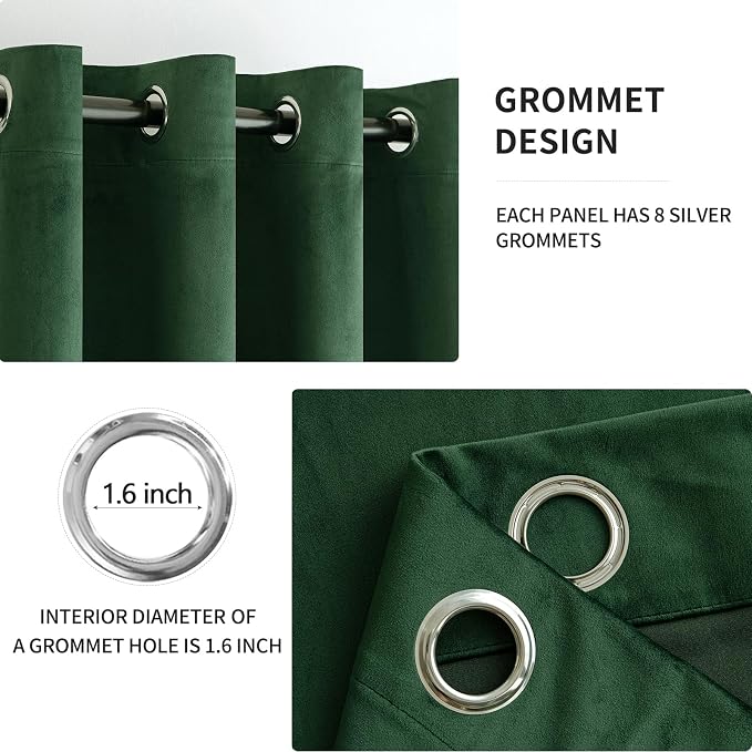 MIULEE Velvet Curtains Christmas Emerald Green 52 x 90 Inch Length Set of 2 | - Image 2
