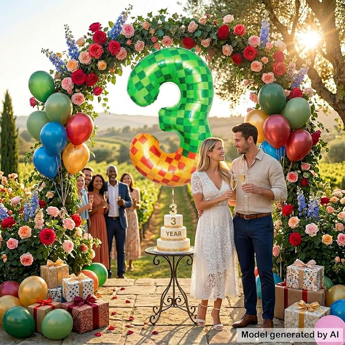 40 Inch Pixelated Number 3 Foil Balloon - Image 4