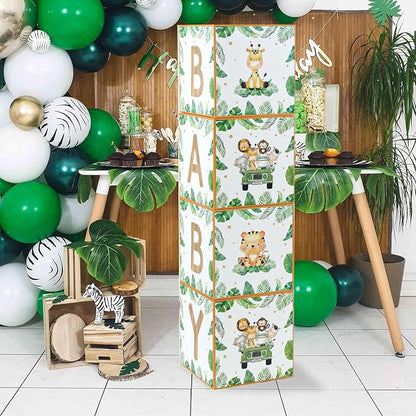 Safari Baby Shower Decorations Sage Green Woodland Animal Baby Boxes 4pcs | Boy - Image 6