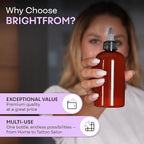 BRIGHTFROM Twist Top Applicator Bottles, 8 OZ Amber, Squeeze Empty Round Plastic Bottles, BPA-Free, PET, Refillable, Open/Close Nozzle (Black) - Multi Purpose (Pack of 2)