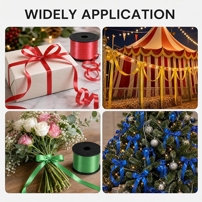TONIFUL Red Green Yellow Blue Curling Ribbon Balloon String Gift Wrapping | 400 - Image 5