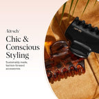 Kitsch Medium Claw Clips for Women - Strong Hold & Stylish Glossy Puffy Design Hair Accessories | Half-Up or Full Updos | Ideal Gifts for Women - 2pc Set, Black & Tort