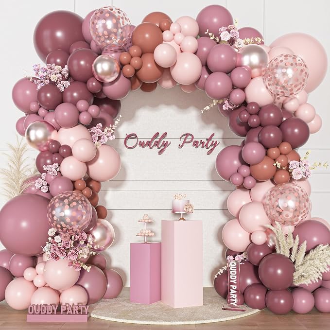 Ouddy Party Dusty Rose Pink Balloons Garland Arch Kit 18 12 10 5 Inch | - Image 2