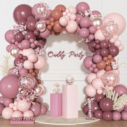 Ouddy Party Dusty Rose Pink Balloons Garland Arch Kit 18 12 10 5 Inch | - Image 2