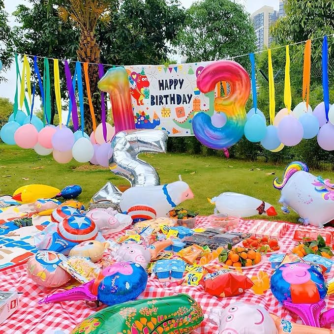 Rainbow Number 0 Balloon 40 Inch Rainbow 0 Balloon Giant Helium Foil Number 0 - Image 5