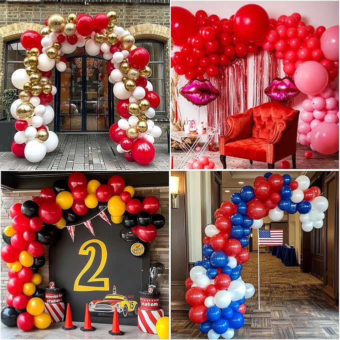 RUBFAC Red Balloons 129pcs Different Sizes 18 12 10 5 Inch - Image 7