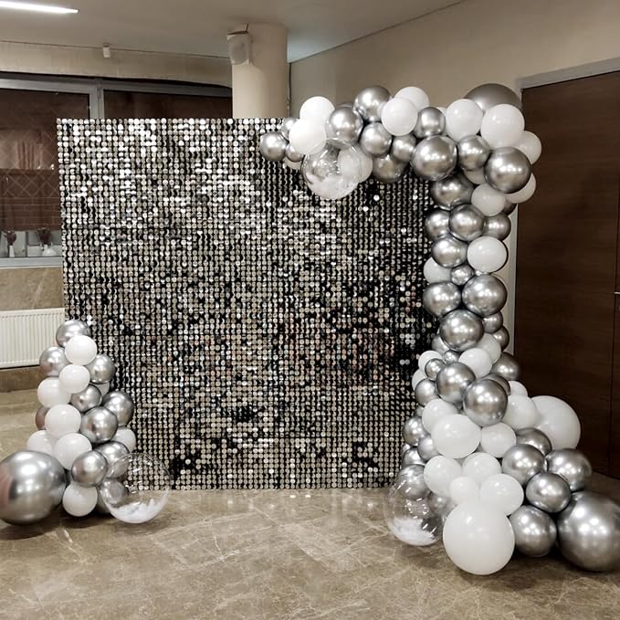 Awenztech 120pcs 5 inch Metallic Silver Latex Balloons | Graduation, Baby Shower - Image 5