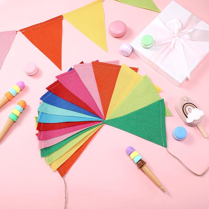 HESTYA 42 Pieces Colorful Pennant Banner Flag Multicolor Bunting Triangle - Image 3