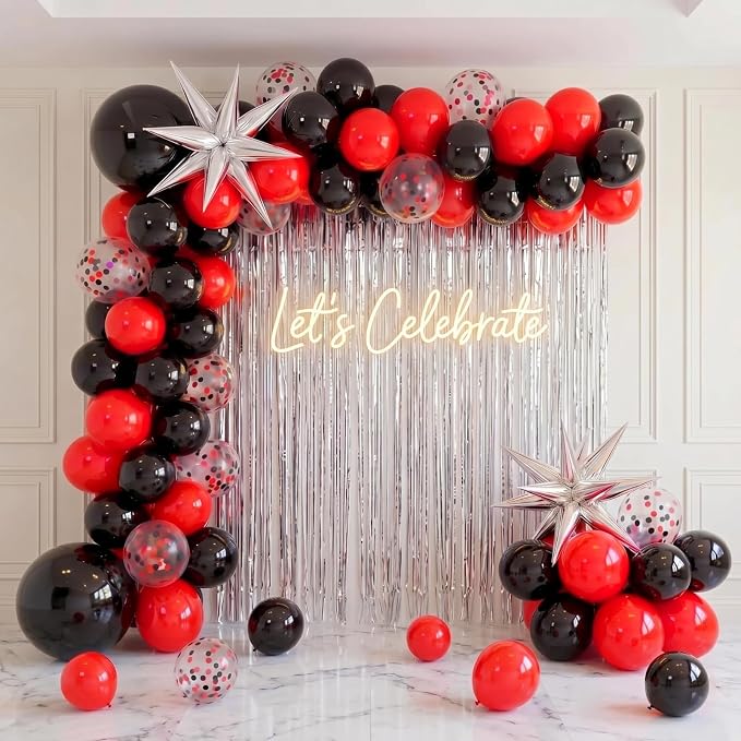 Capoda 148 Pcs Red and Black Balloon Garland Arch Kit Racing Party Decorations by Capoda