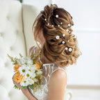 15 Pcs Gold Pearl Hair Pins, Pearl Hair Clips Slides in 3 Sizes Wedding Elegant Pearls Hairpins Decorative Bobby Pins Barrettes Accessories for Women Brides Bridesmaid