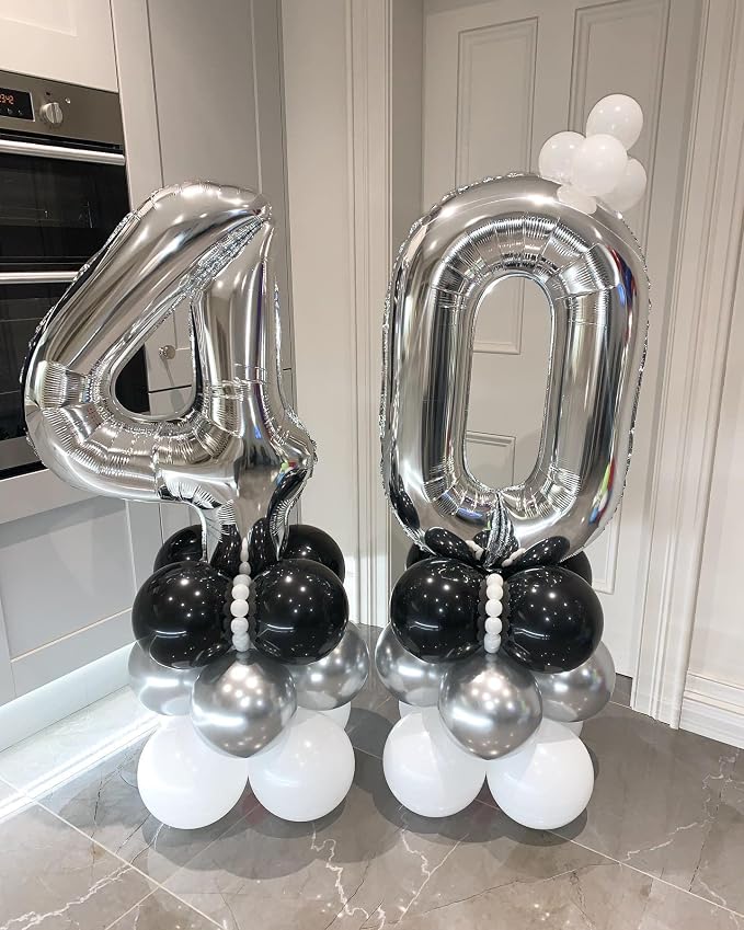 40 Inch Silver 40 Number Balloons Giant Jumbo Huge 40 Foil Mylar Helium Number - Image 5