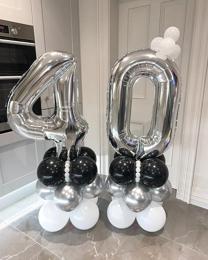 40 Inch Silver 40 Number Balloons Giant Jumbo Huge 40 Foil Mylar Helium Number - Image 5