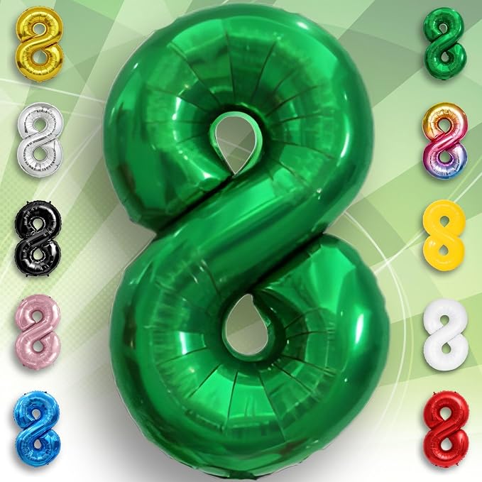 Green Number Balloon 8 Mylar Foil Balloons 16 Inch - Image 5