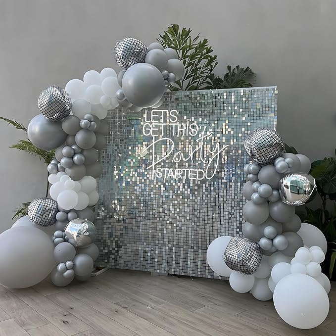 12Pcs Disco Ball Balloons, Metallic Silver Disco Balloon - Image 7